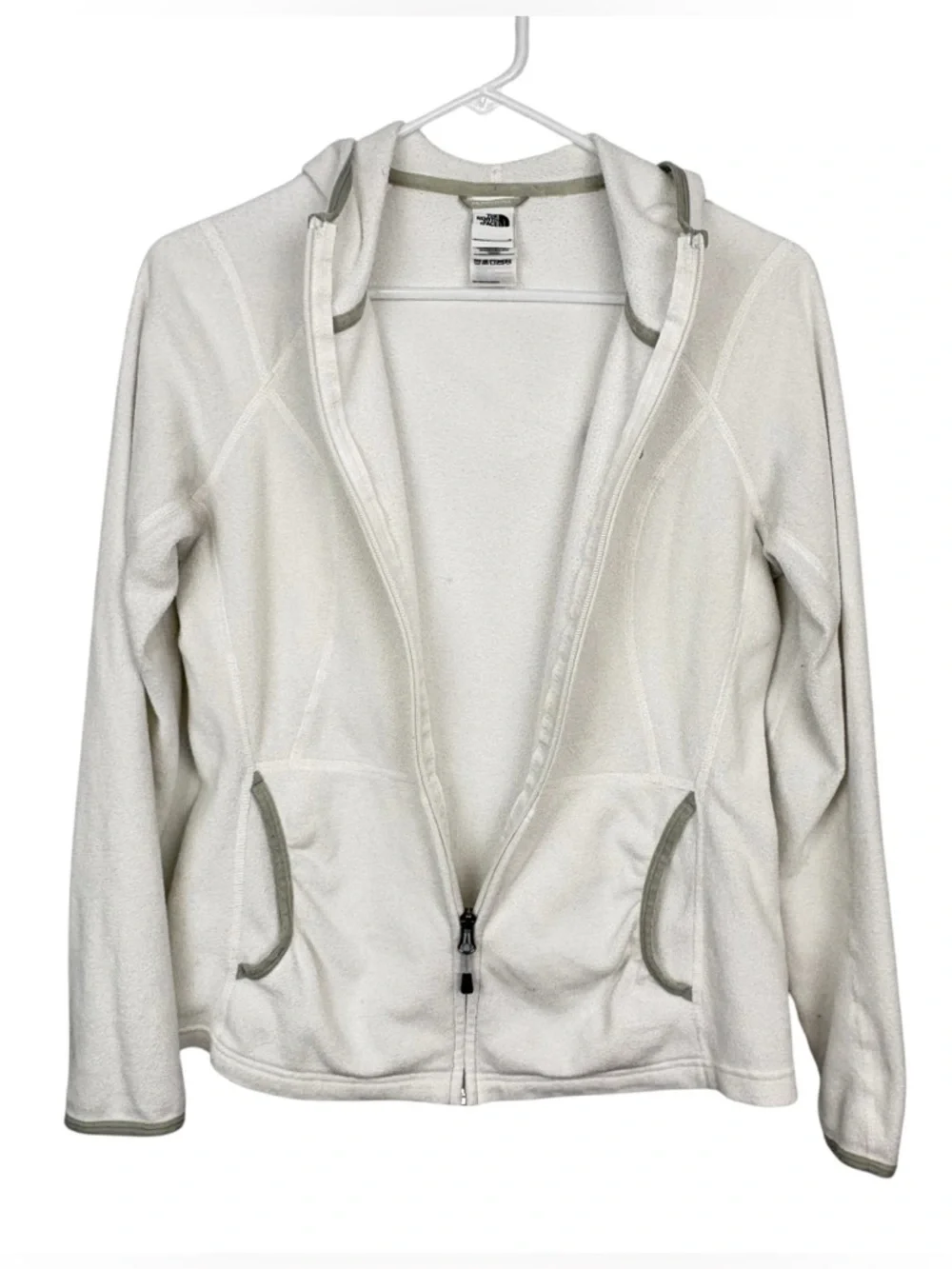 NORTH FACE  Polartec Classic Women’s White Fleece Zip Hoodie Size S